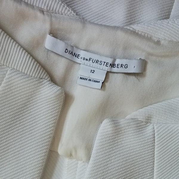Diane Von Furstenberg Sleeve W Belt Cream Midi Dress.