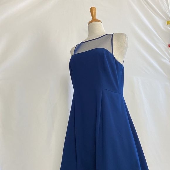That Look Navy Midi Dress w/ Sheer Panels