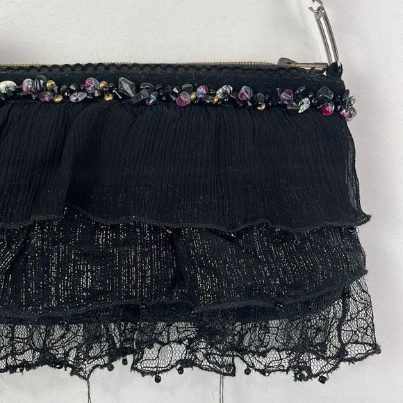 Mary Frances Black Beaded Butterfly Bag