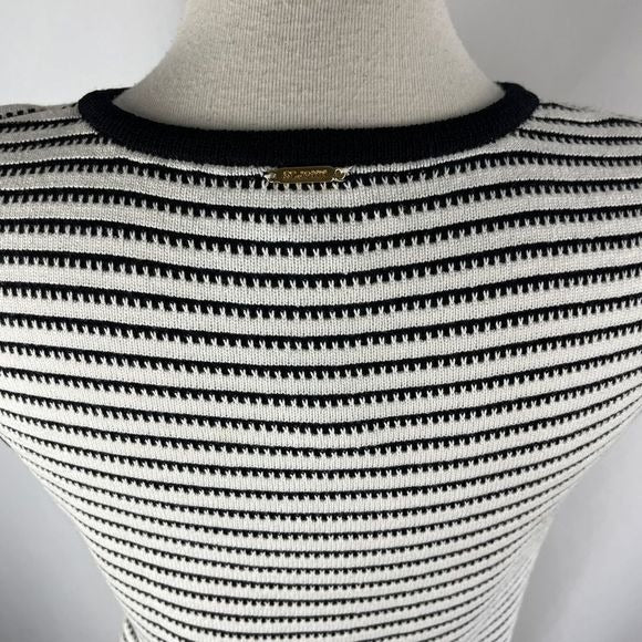 St John black/white stripe cardigan and top