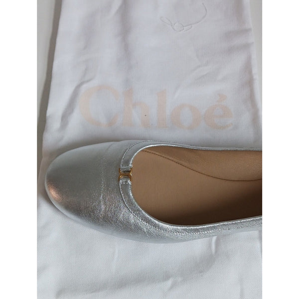 CHLOE NEW SILVER MARCIE BALLERINA FLATS