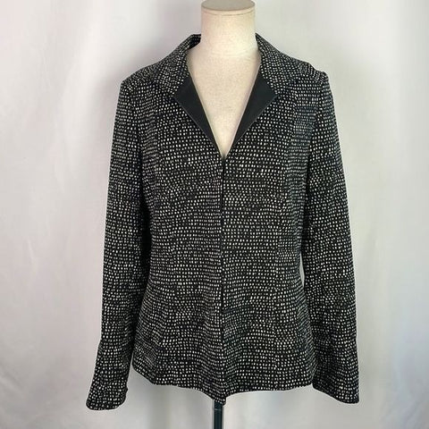Lafayette 148 NWT Black White Print Open Front Jacket