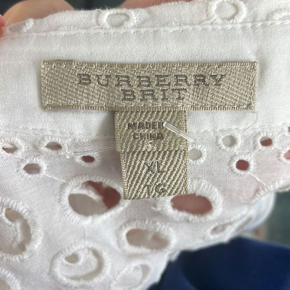 Burberry White Eyelet w Cami Blouse