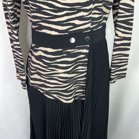 NWT ALC Animal Print Top w Black Pleated Bottom Dress