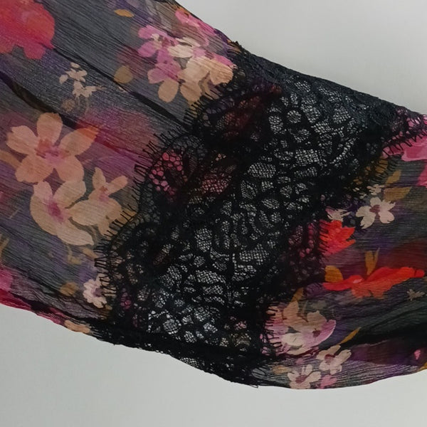 Johnny Was Black and Pink Floral Maxi / Slip Dress.