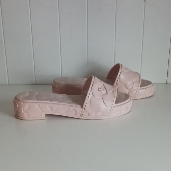 Valentino Garavani  Pink Flower Slide Sandals.