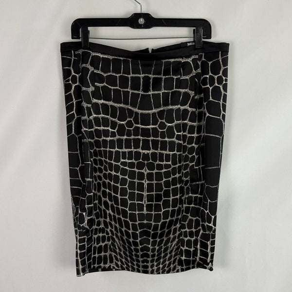 Roberto Cavalli Black White Print Pencil Skirt