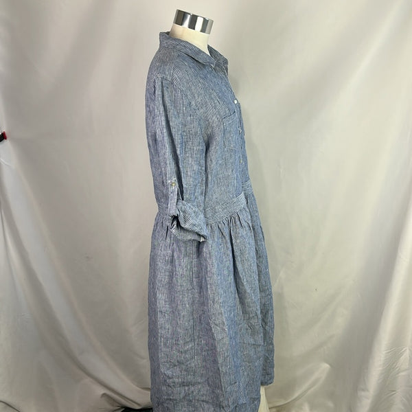 Malvin Blue Striped Linen Shirt Dress
