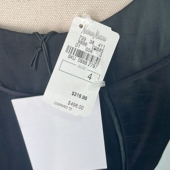 NWT D Von Furstenberg Black Pleated Drop Waist Dress