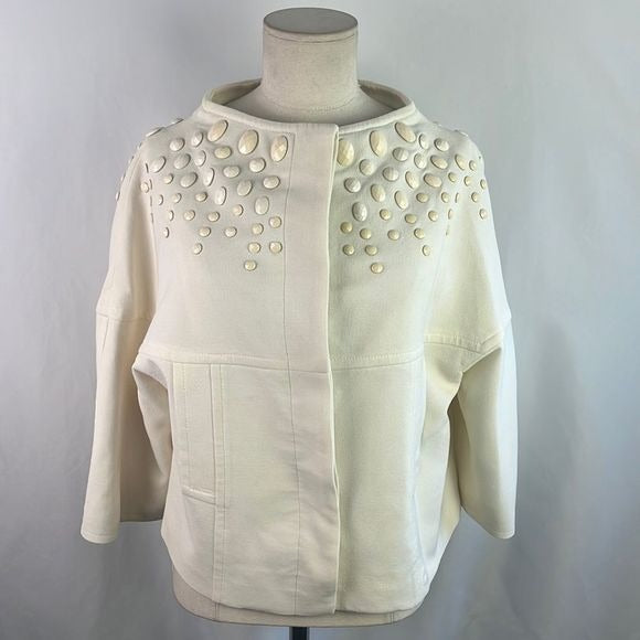 Red Valentino Cream Jacket with Beaded Trim
