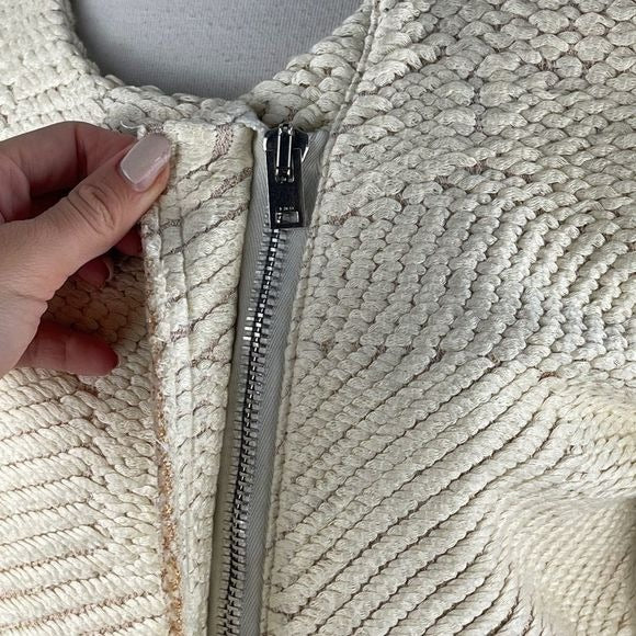 IRO cream with gold textured side zip jacket