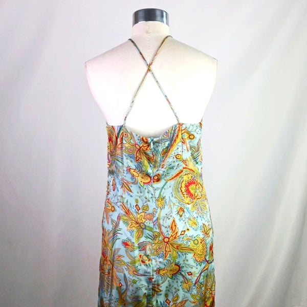 J. McLaughlin Silk Crossback  Blue and Red Floral Dress.