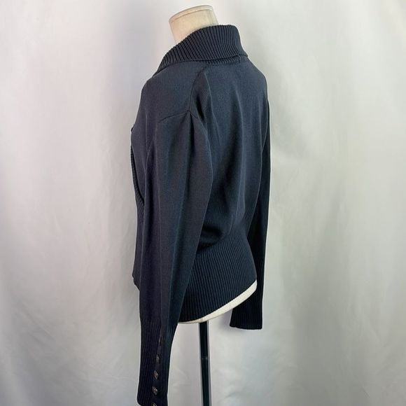 St John Grey Wrap Front Knit Sweater