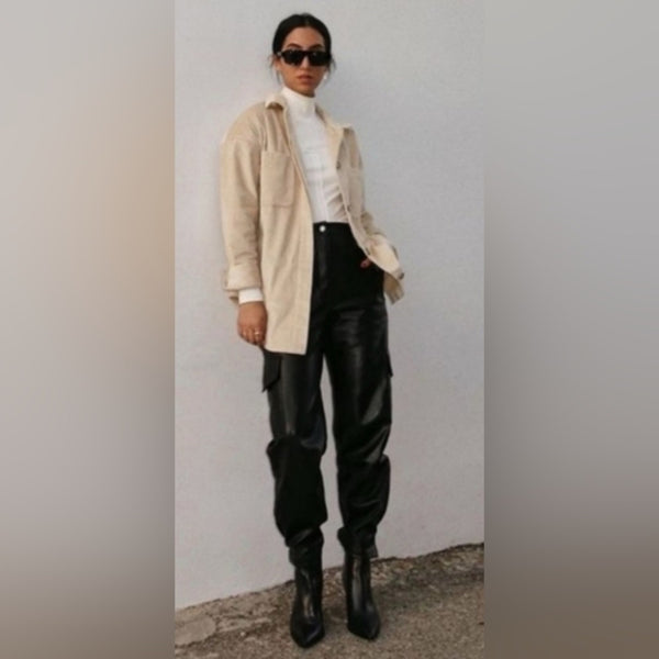 Wilfred Black Cargo Faux Leather Pants