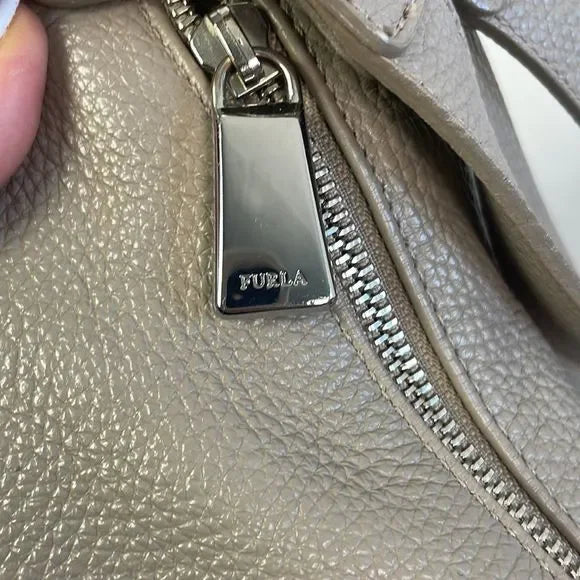 Furla Tan Pebbled Leather Satchel Bag