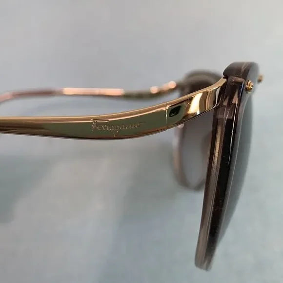 Salvatore Ferragamo light bronze frame sunglasses