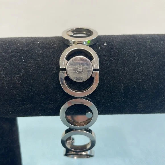 Movado Silver Circles Black Face Watch