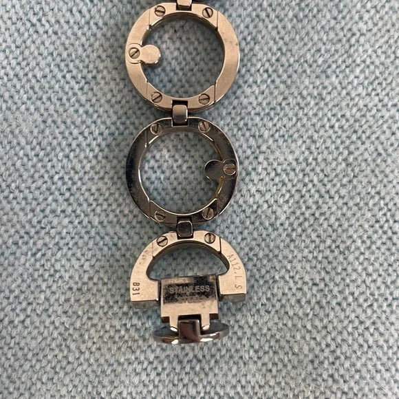 Movado Silver Circles Black Face Watch