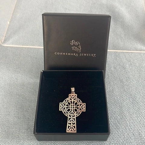Large Celtic Silver Cross Charm