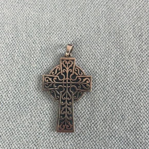 Large Celtic Silver Cross Charm