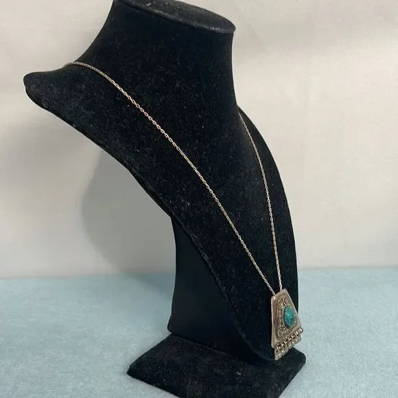 925 Turquoise Israel Pendant/Pin Necklace