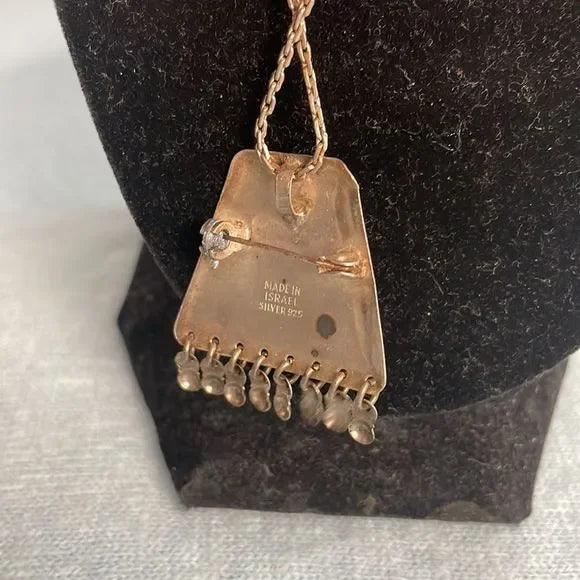 925 Turquoise Israel Pendant/Pin Necklace