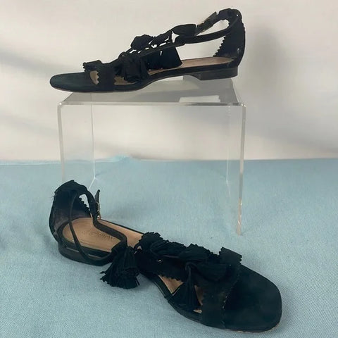 J Crew Black Tassle Flats