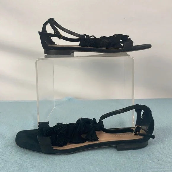J Crew Black Tassle Flats