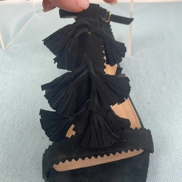 J Crew Black Tassle Flats