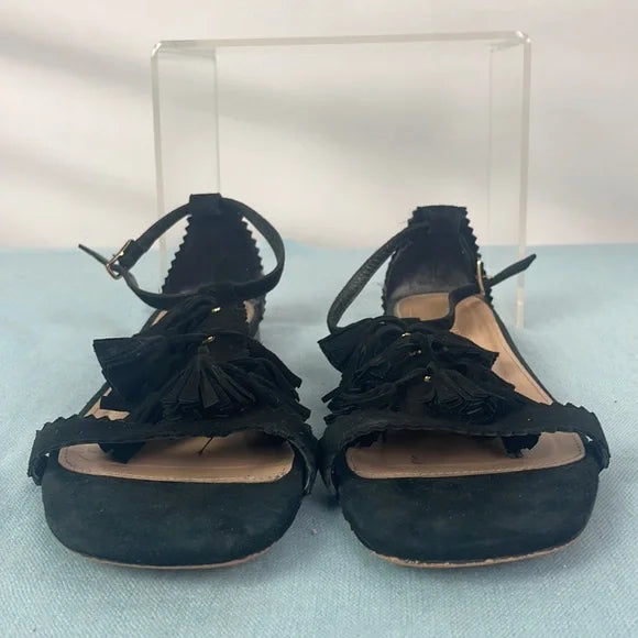 J Crew Black Tassle Flats