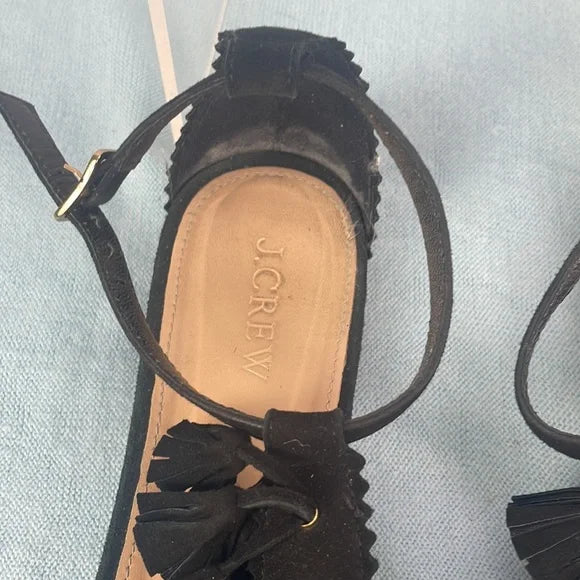J Crew Black Tassle Flats