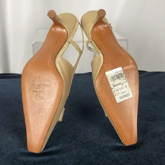 Stuart Weitzman Gold Metallic Low Slingback Heels