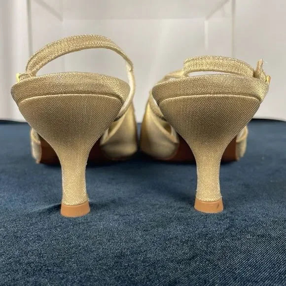 Stuart Weitzman Gold Metallic Low Slingback Heels