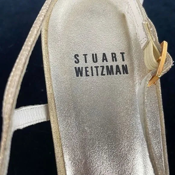 Stuart Weitzman Gold Metallic Low Slingback Heels