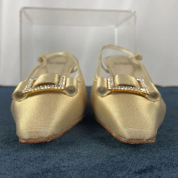 Stuart Weitzman Gold Metallic Low Slingback Heels