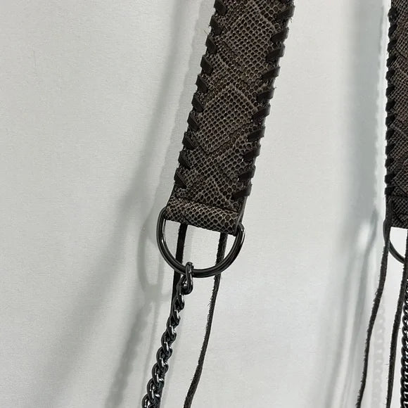 Purseception Clear Criss Body Bag with Leather Snake Pattern Trim
