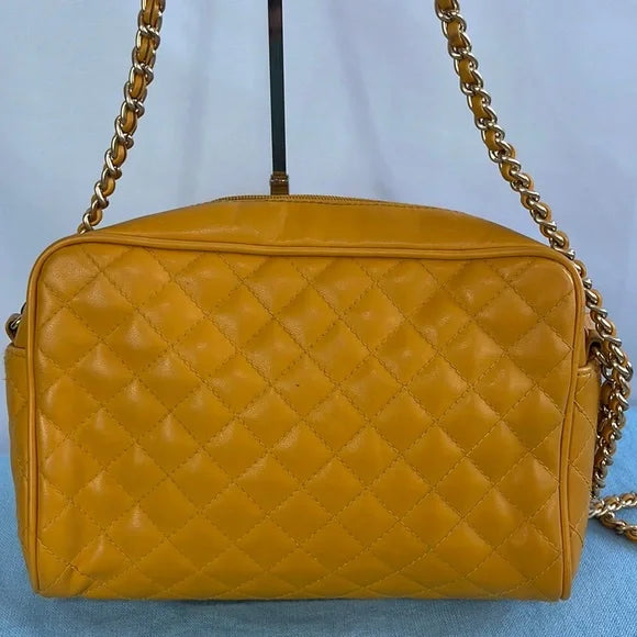 Jennifer Moore Mustard Quilted Bag with Chain Strap