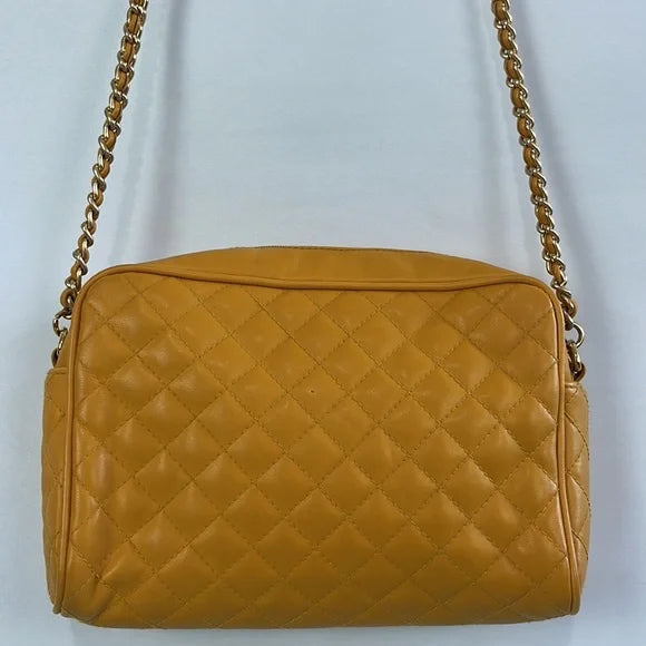 Jennifer Moore Mustard Quilted Bag with Chain Strap
