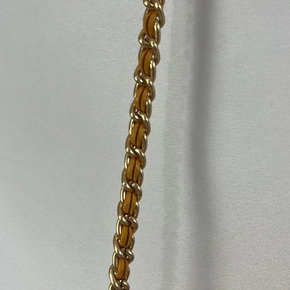 Jennifer Moore Mustard Quilted Bag with Chain Strap