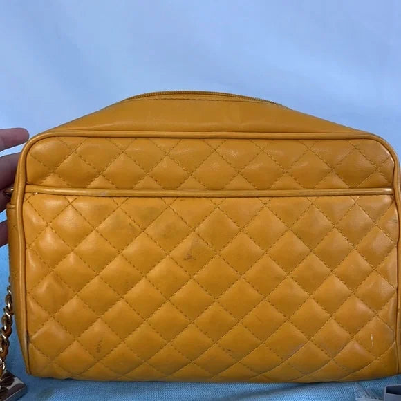 Jennifer Moore Mustard Quilted Bag with Chain Strap