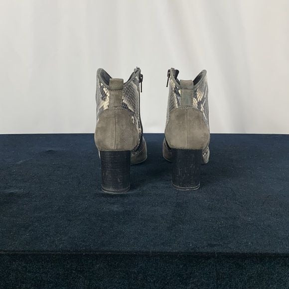 Dusano Grey Suede and Snakeskin Booties
