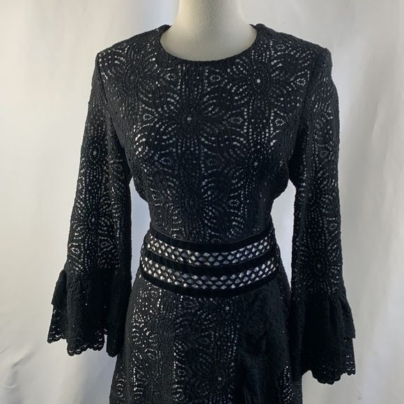 Erotokritos.Paris Black Lace Dress with ruffle trim.