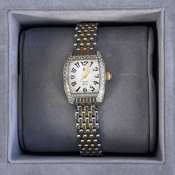 Michele gold and silver watch with diamonds