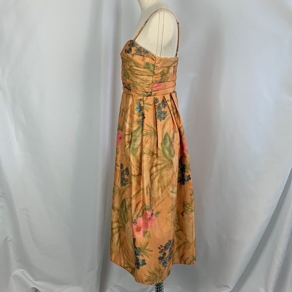 Anthropologie NWT Orange Print Pleated Bodice Dress