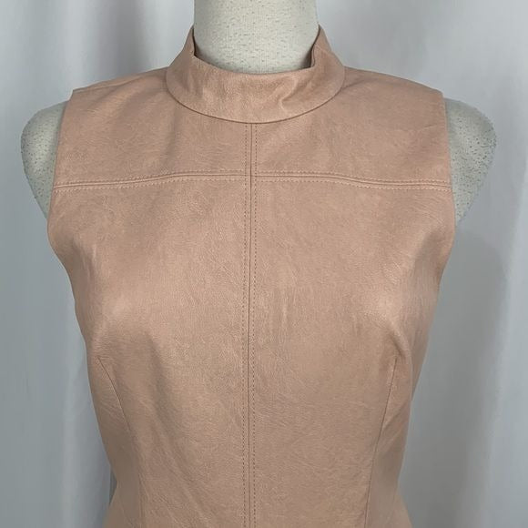 BCBG NWT Pink Faux Leather MIDI Dress