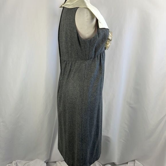 Vintage Grey Wool w Flowers Dress