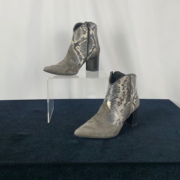 Dusano Grey Suede and Snakeskin Booties