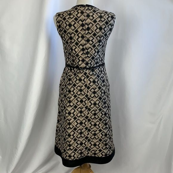 Ecaille Tan and Black Geo Print MIDI Dress