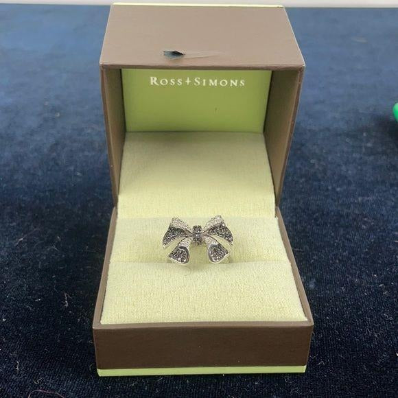 Ross+Simons Black and White Ring with Diamond Bow