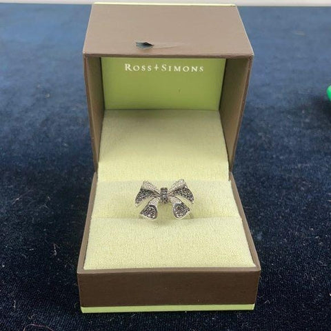 Ross+Simons Black and White Ring with Diamond Bow